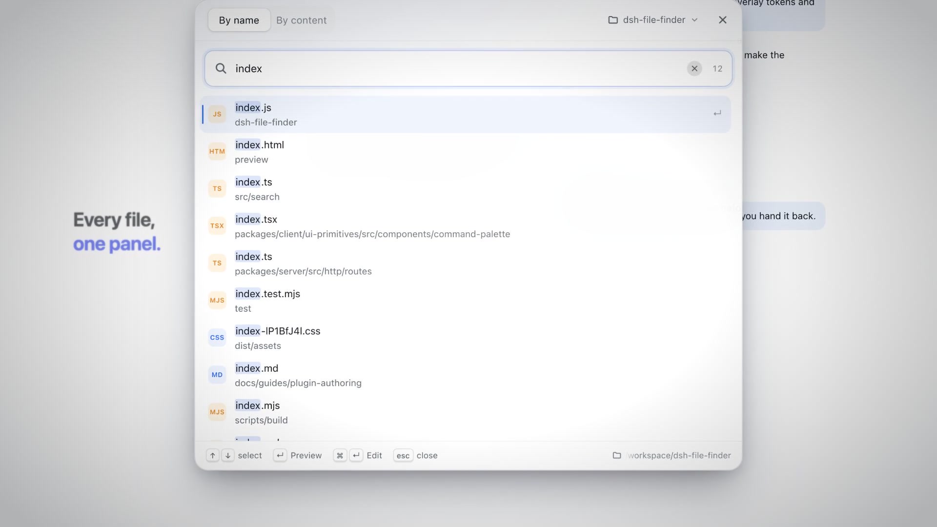 dsh-file-finder — one panel over your workspace