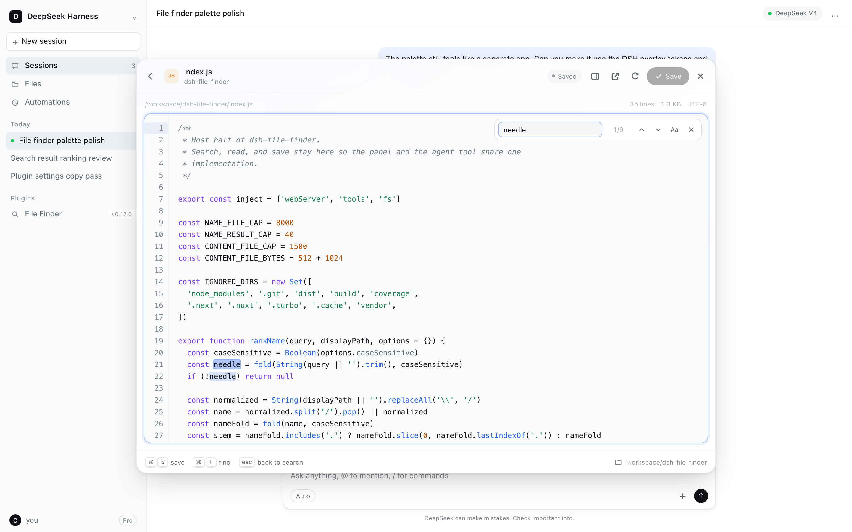 Editor with syntax colours and in-file find