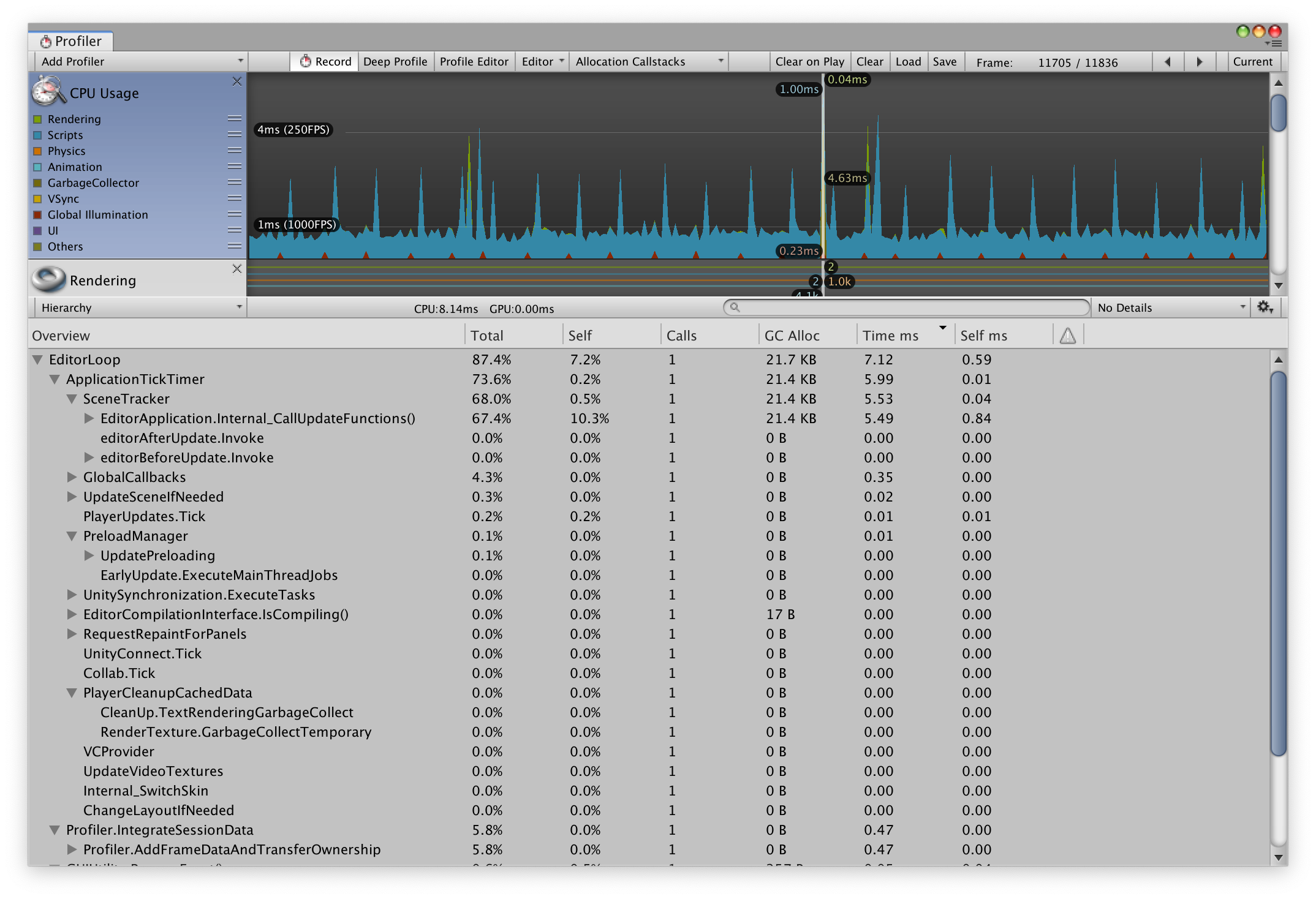 Unity性能调试工具Profiler\label{profiler}