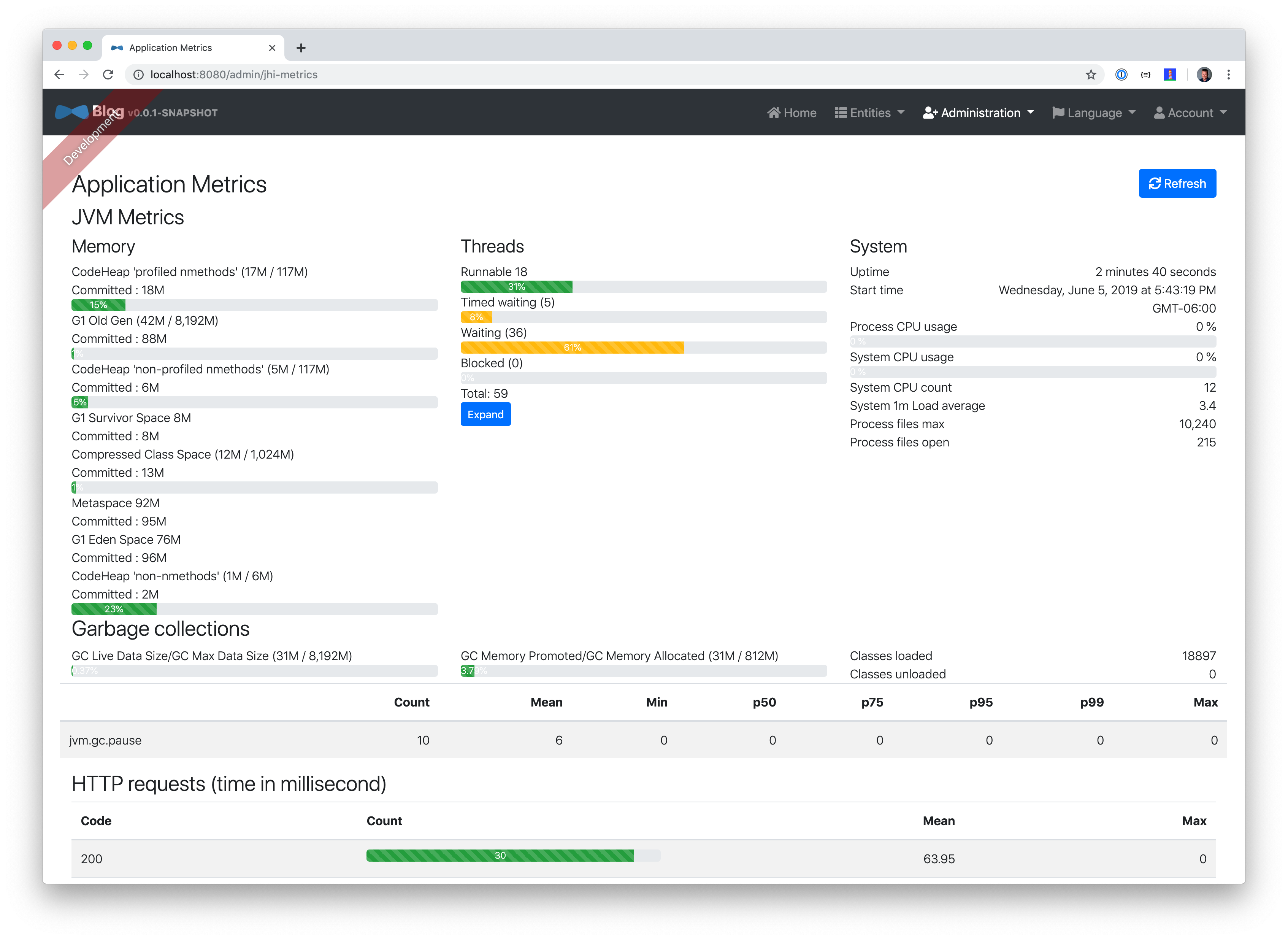 Application and JVM Metrics