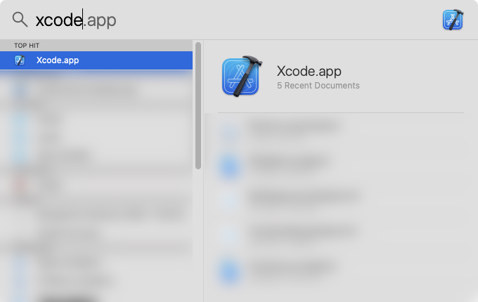 Launching Xcode.app using Spotlight