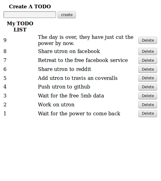 todo app with utron