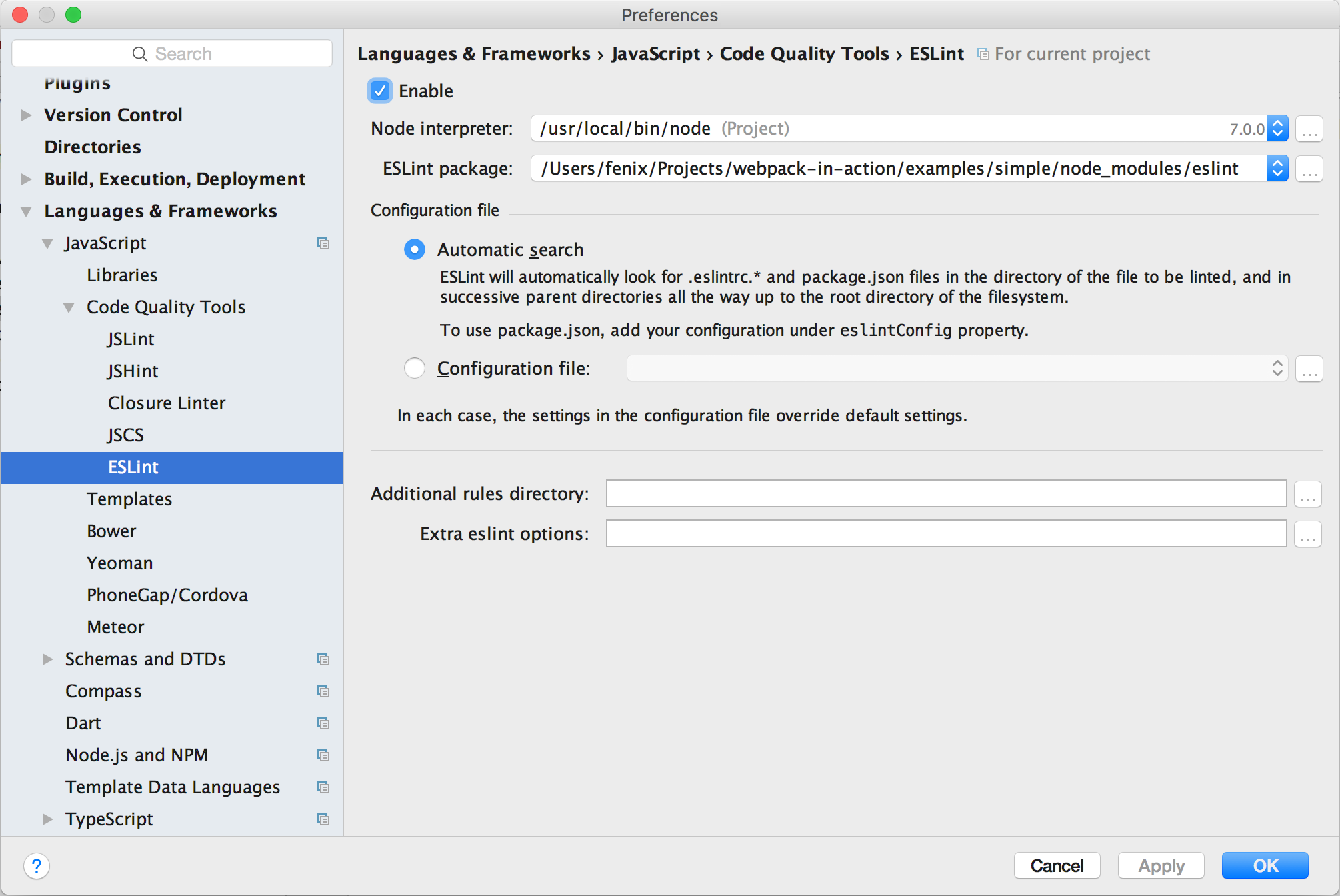 WebStorm ESLint Config