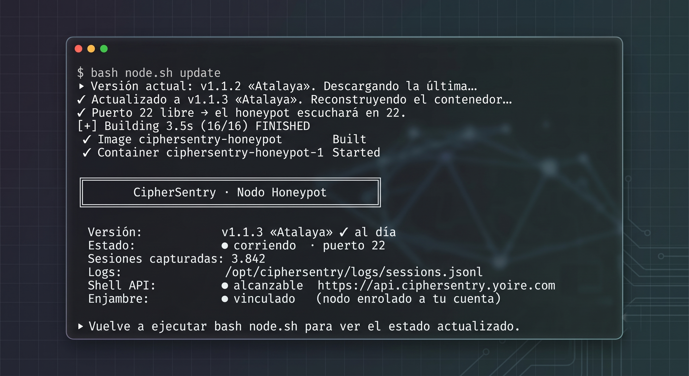 CipherSentry — bash node.sh update