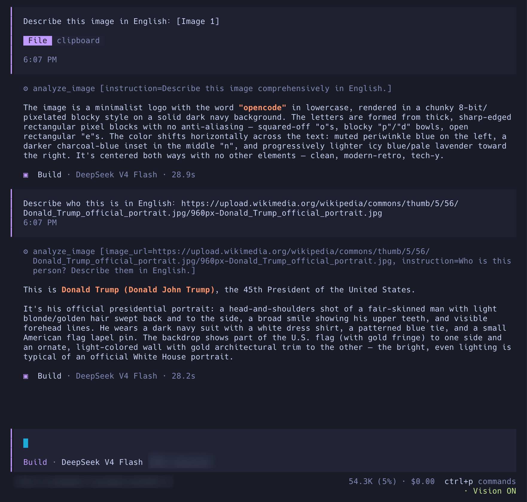 opencode-analyze-image running in the OpenCode terminal