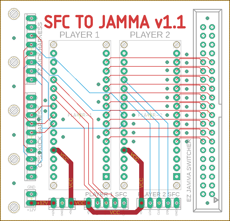 SFC to JAMMA Board Layout