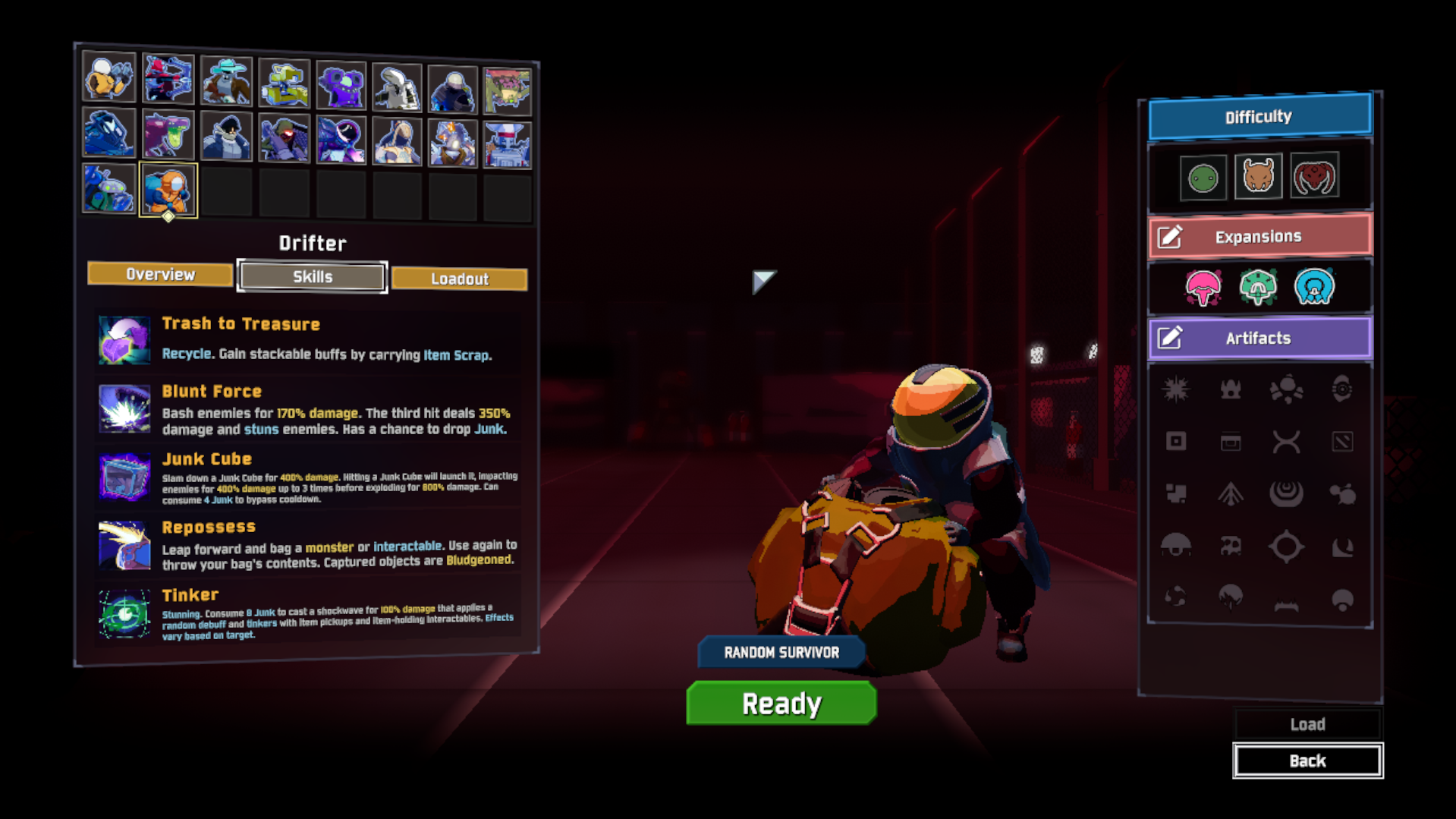 Random Survivor button in the character select lobby