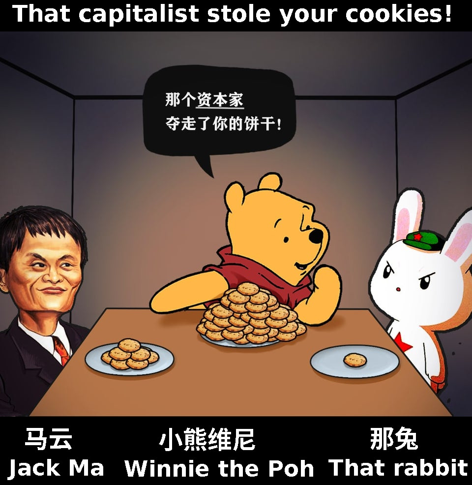 Jack Ma Winnie the Pooh and That Rabbit splitting cookies