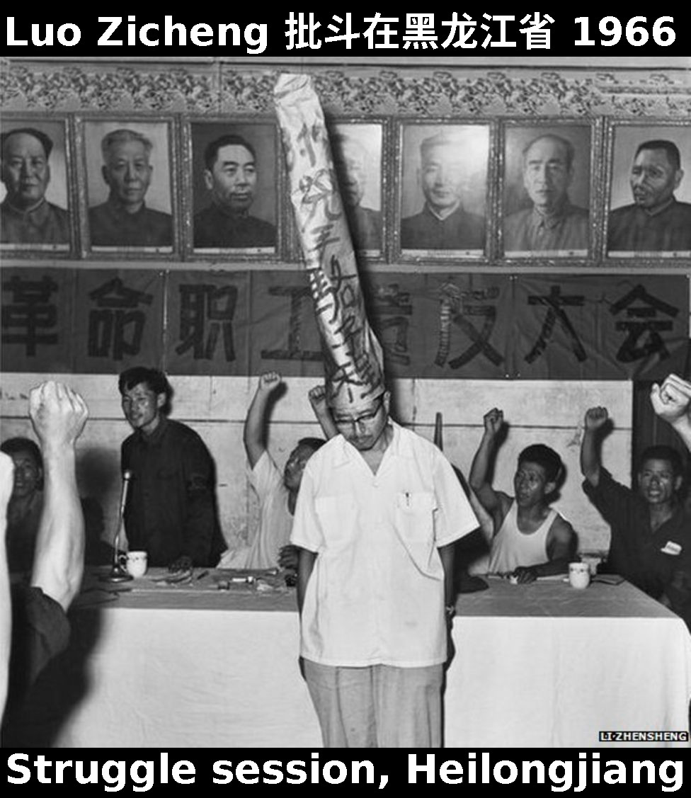 Struggle session cultural revolution dunce cap luo zicheng