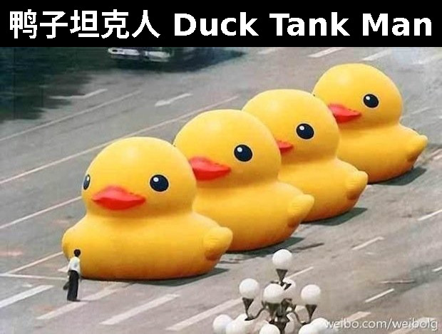 Tank Man ducks