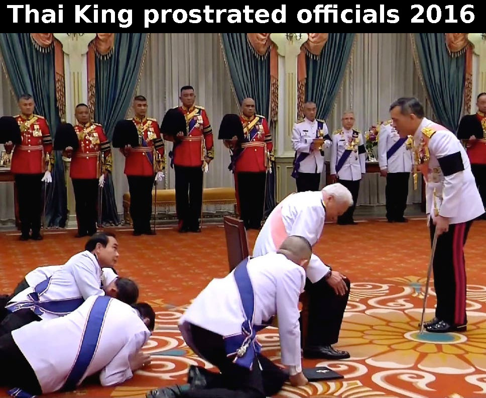 Thai king prostrated officers