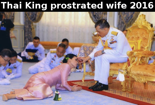 Thai king prostrated wife