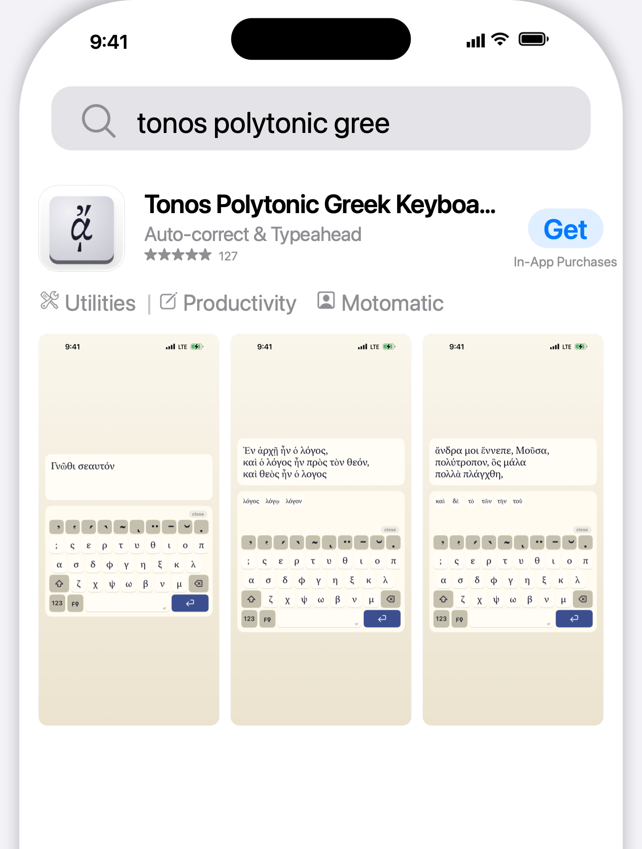 Tonos search-row preview
