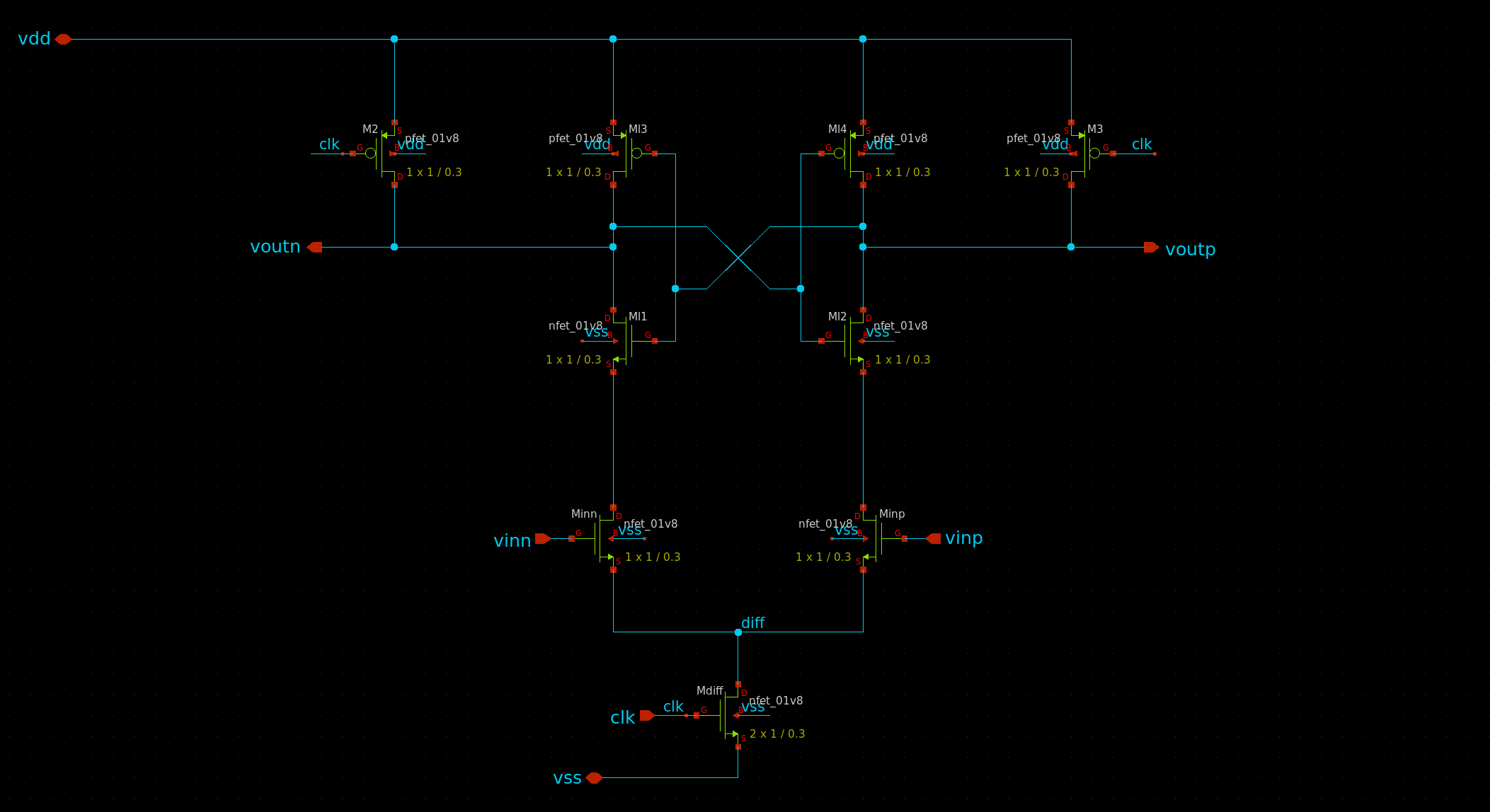The schematic of the comparator.