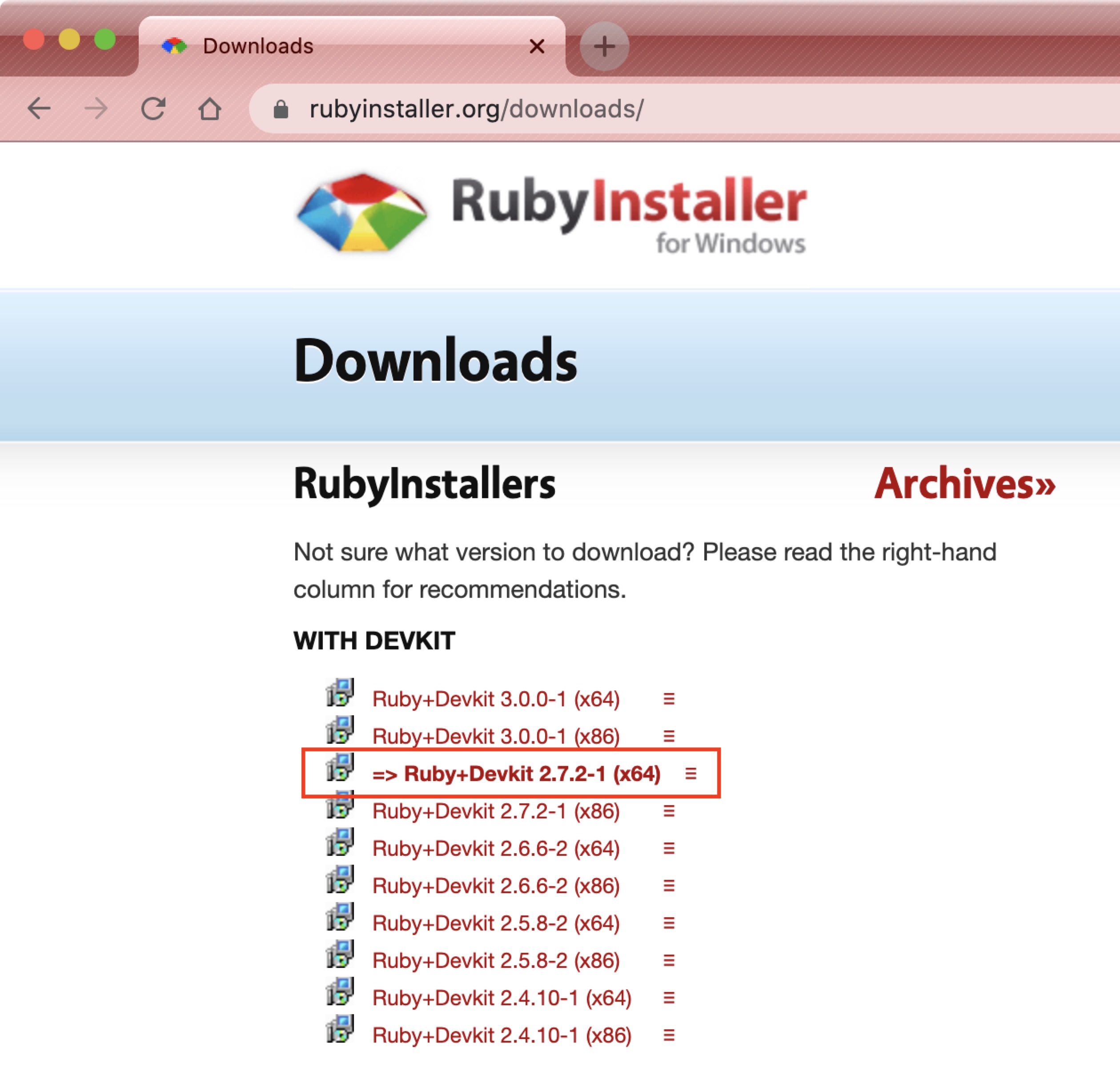 Rubyをインストールする（Windows）