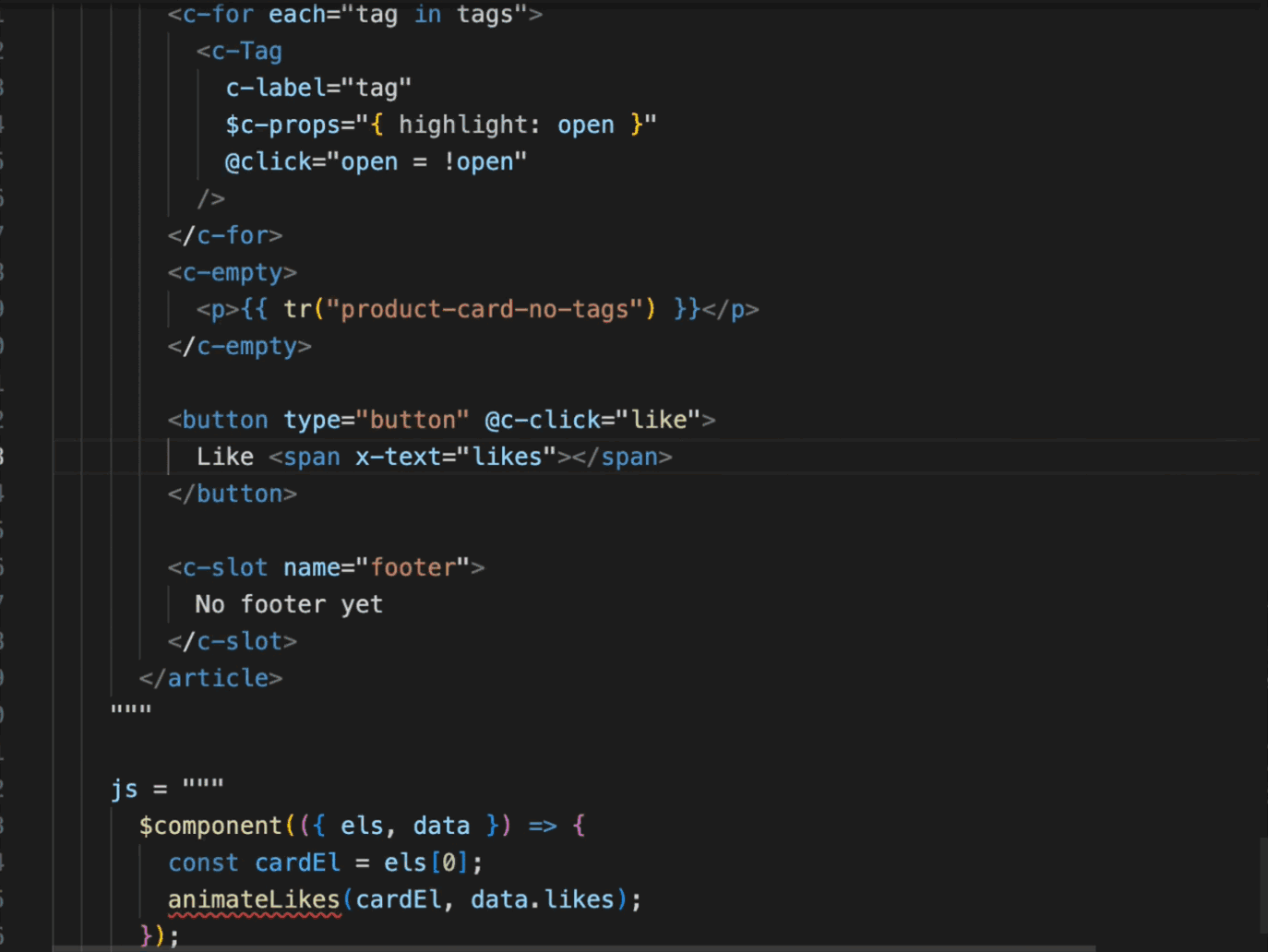 Citry component autocomplete inside an inline Python template