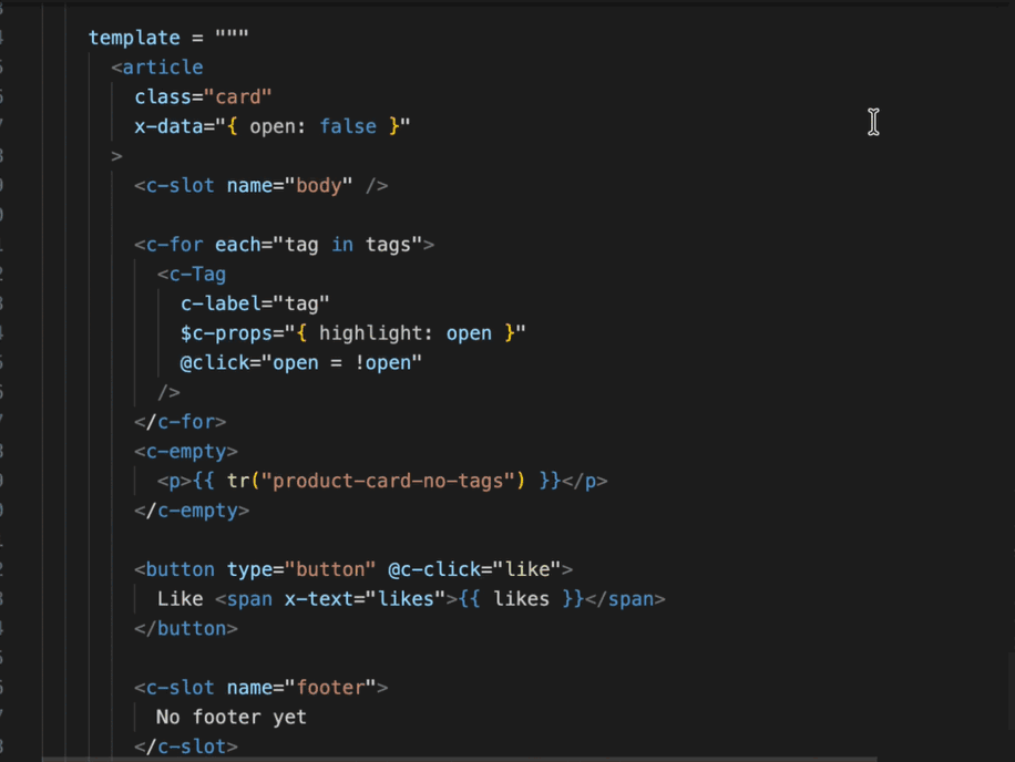 Citry hover hints and references connecting a template to Python