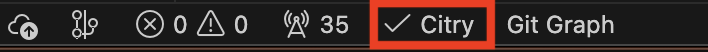 Citry reporting a healthy workspace in the VS Code status bar
