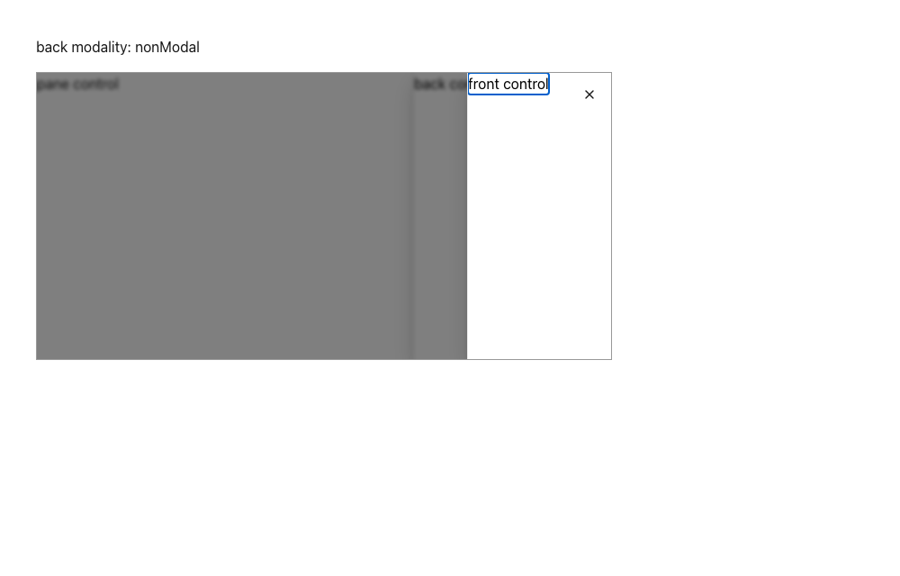 Bounded pane, back drawer nonModal: the front inspector panel is painted on top and its control takes a focus ring