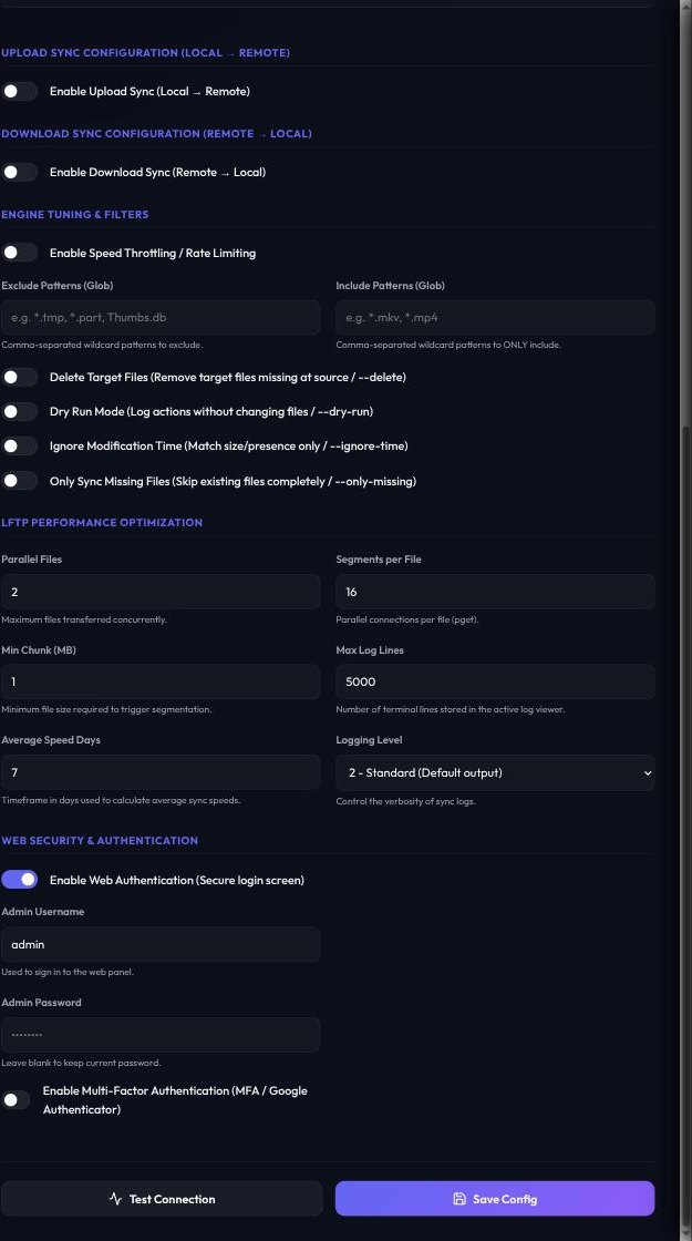 Web security settings with two-factor sign-in