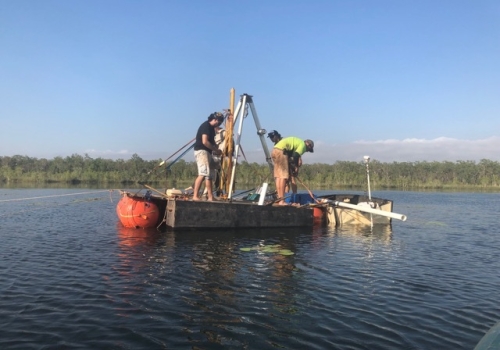 coring on Girraween Lagoon