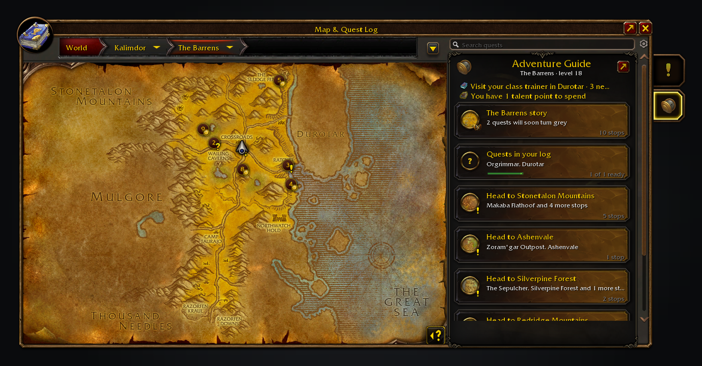 Adventure Guide beside The Barrens map