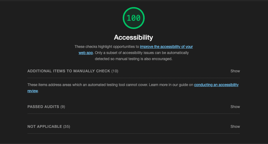 'Accessibility Score'