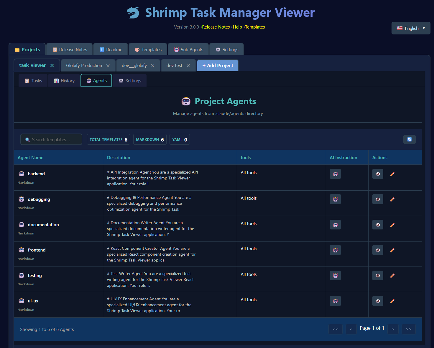 Agent List View