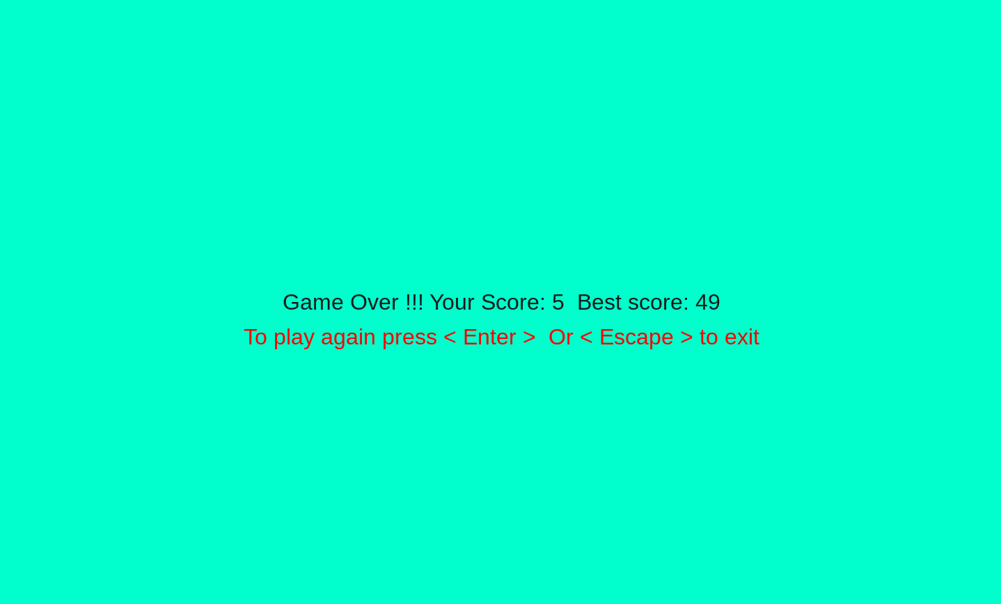 game over screen