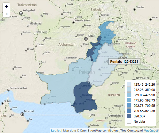 Pakistan choropleth map