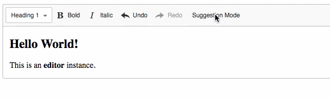 Screencast of the suggestion mode feature for CKEditor 5