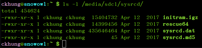 啟動 SystemRescueCD 所需要的檔案清單