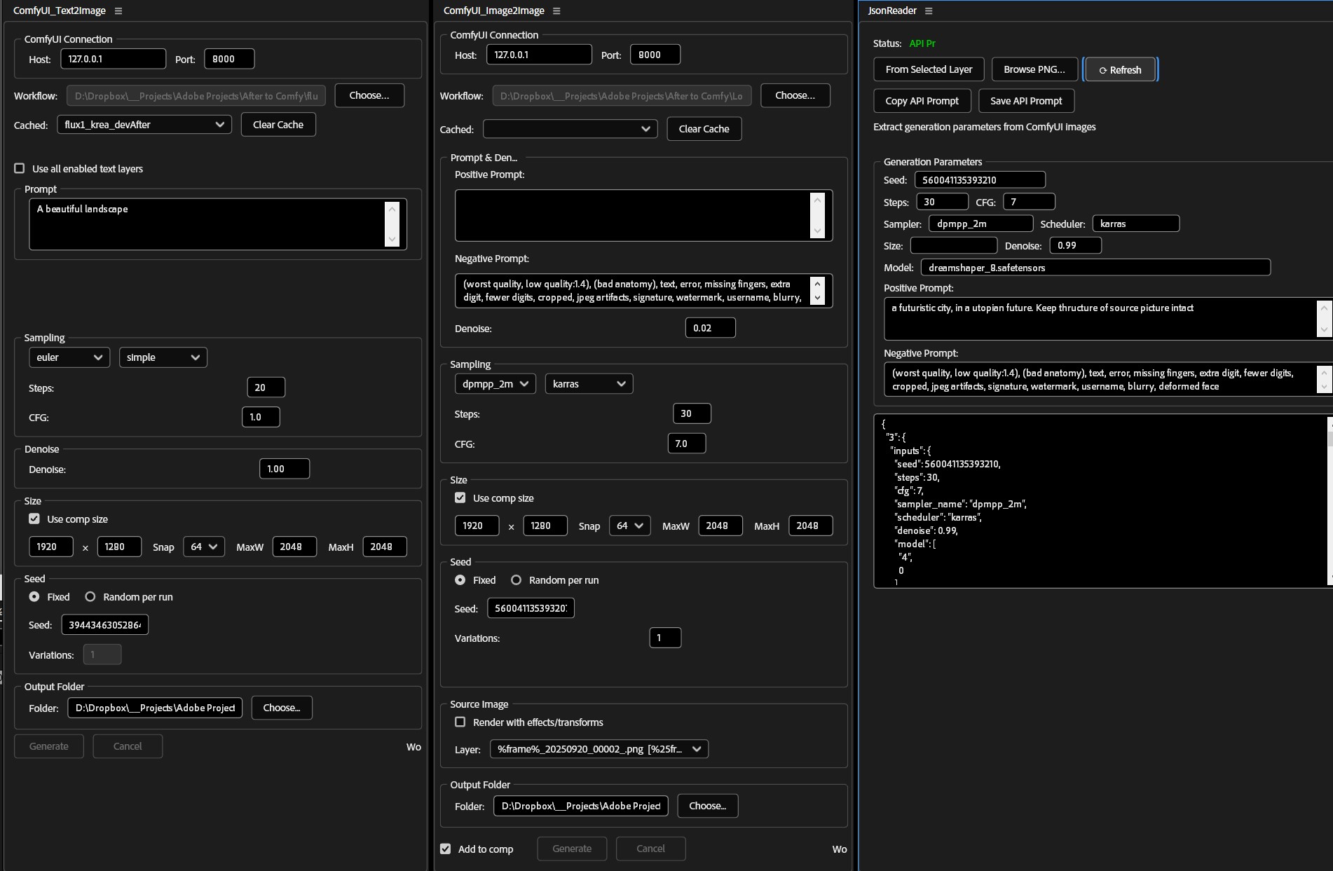 Adobe After Effects ComfyUI Panels