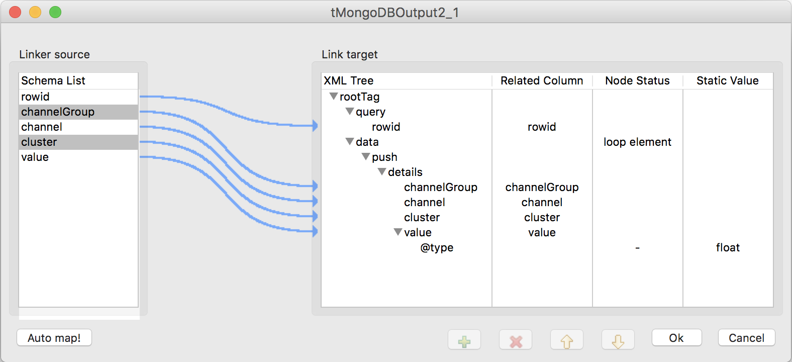 Screenshot: tMongoDBOutput2 JSON Tree