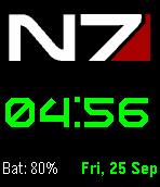 Pebble Time color screenshot showing Bright Green color for date and time