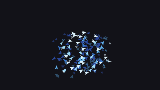 Two skies: birds with tails in front, smaller and dimmer birds drifting slower behind them