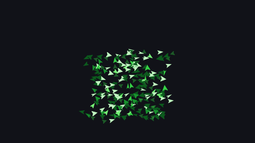 Matrix rain, as green birds with tails falling through the screen