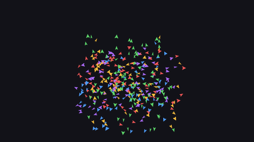 Birds gather into the word HELLO, red through violet, and hover in their places while the rest of the flock wheels round it