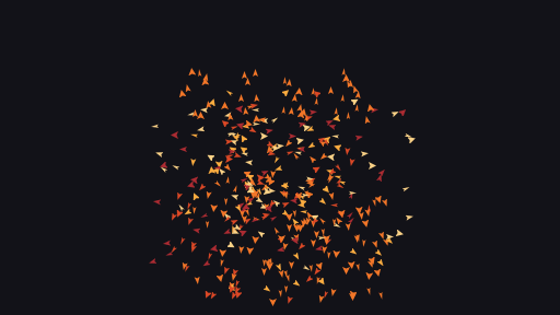 Birds gather into the words BACK IN FIVE on two lines, and hover in their places while the rest of the flock wheels round the sign