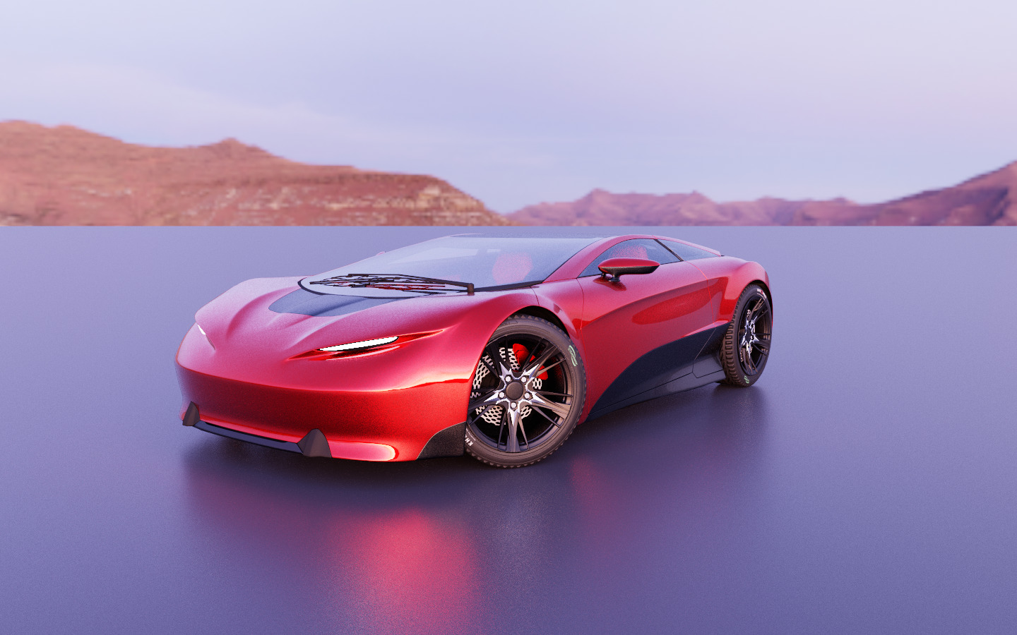 Lucent: Car Concept model rendered at dawn