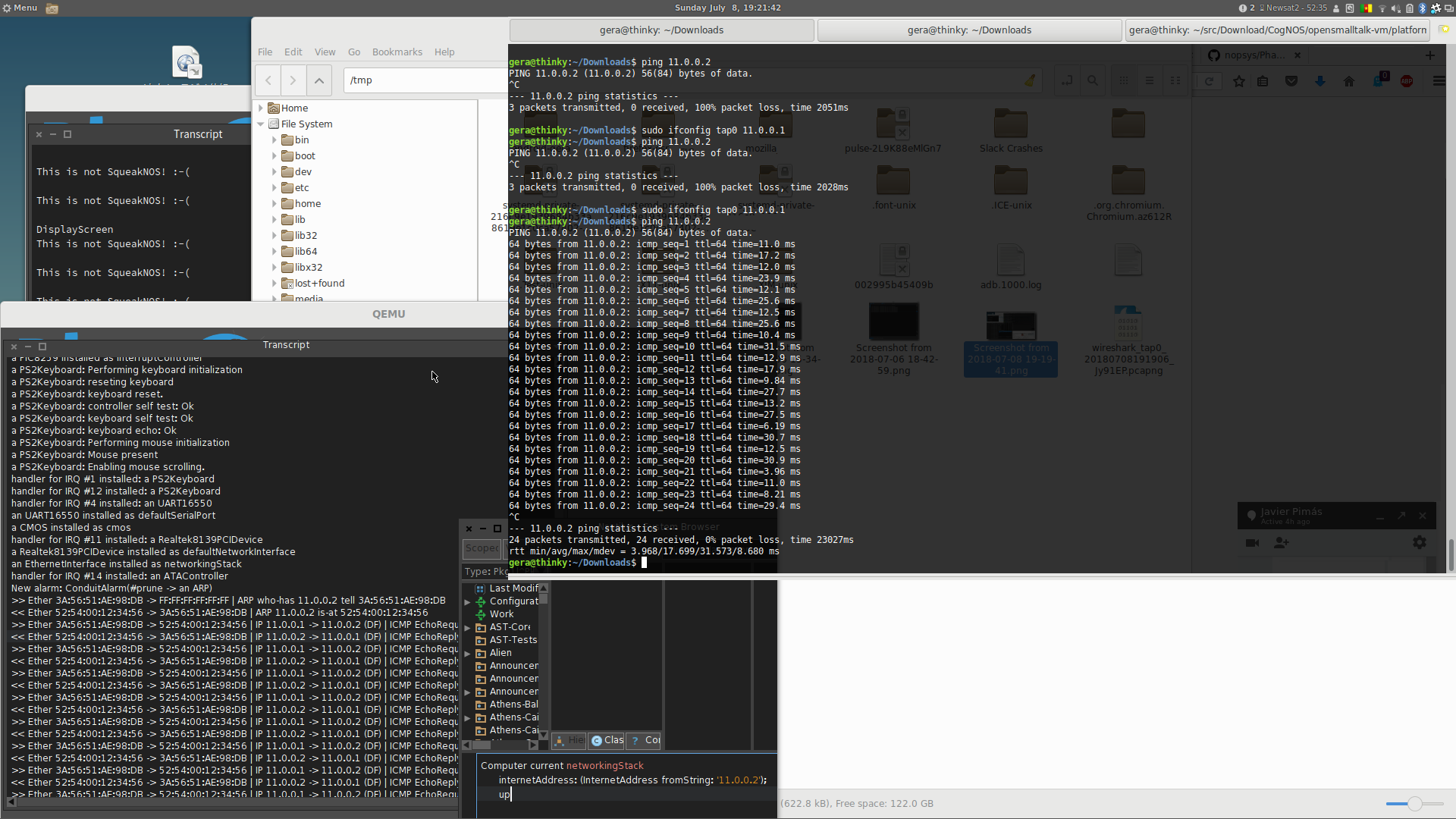 CogNOS booting in QEMU answering ping