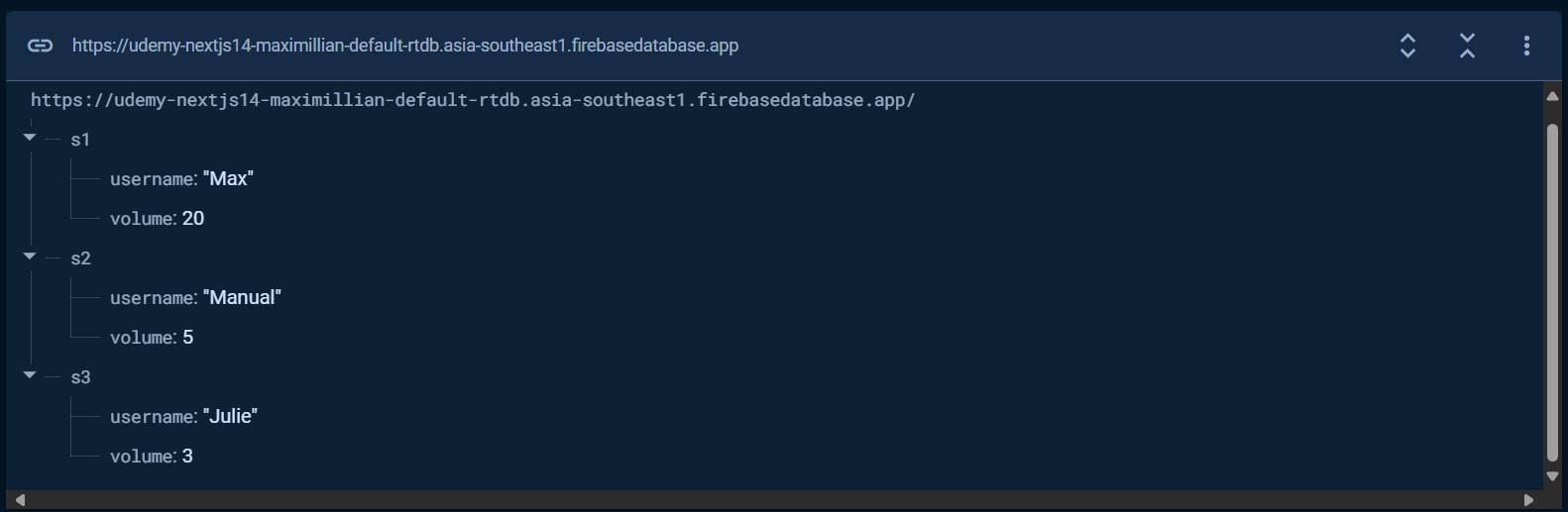 firebase db screenshot