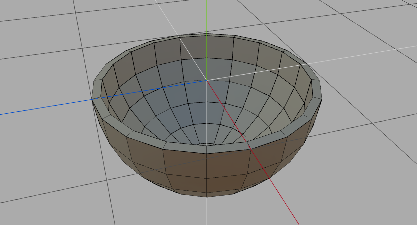 A 3D bowl modeled in Wings 3D