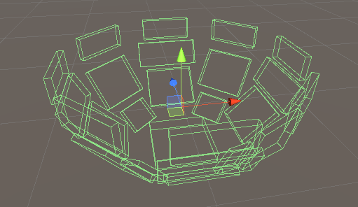 Several box colliders make up the shape of a bowl