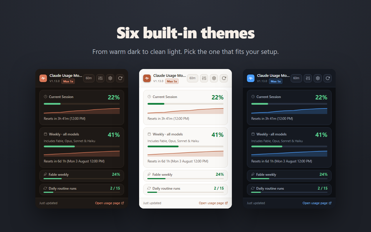 The six color themes