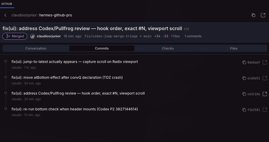 Commits tab