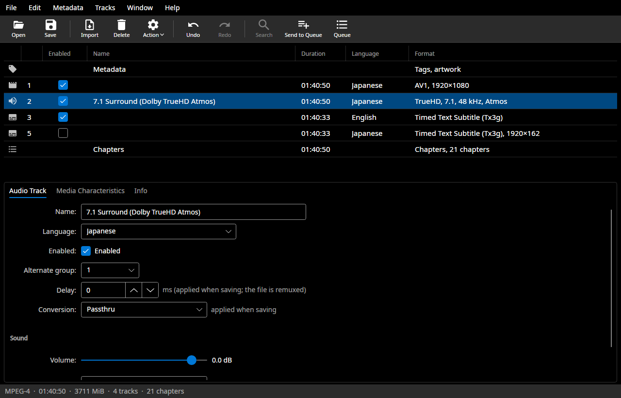 TrueHD Atmos 7.1 kept in MP4