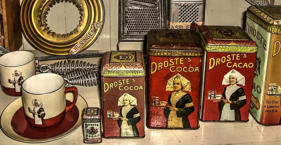 Droste cocoa tins