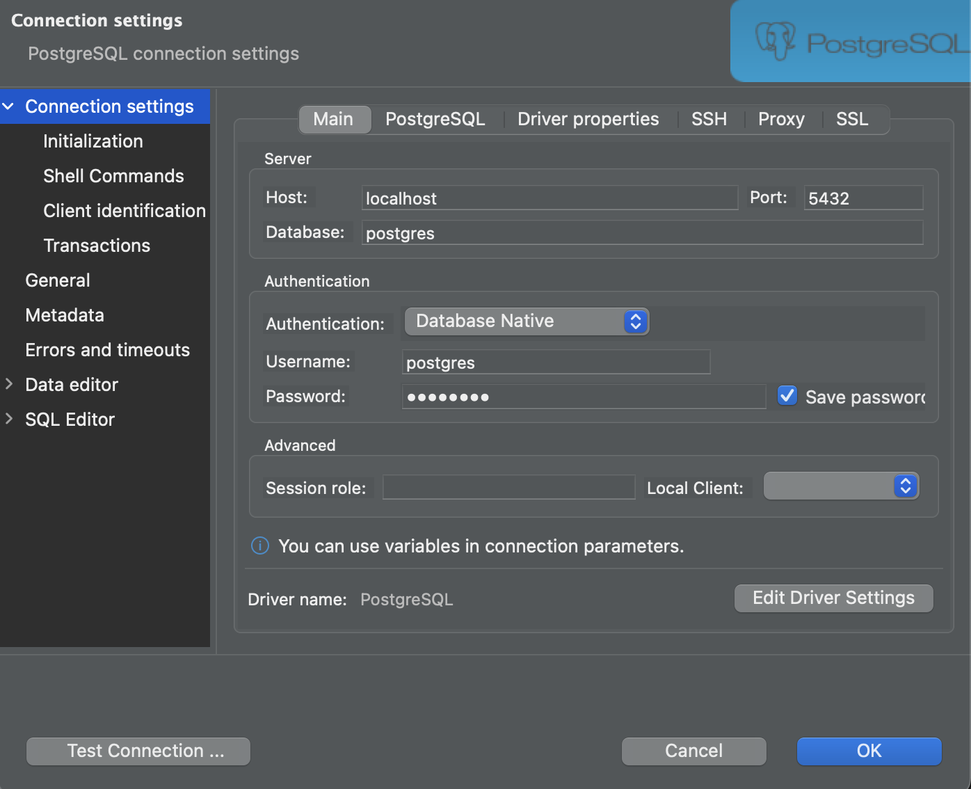 Postgres JDBC connection