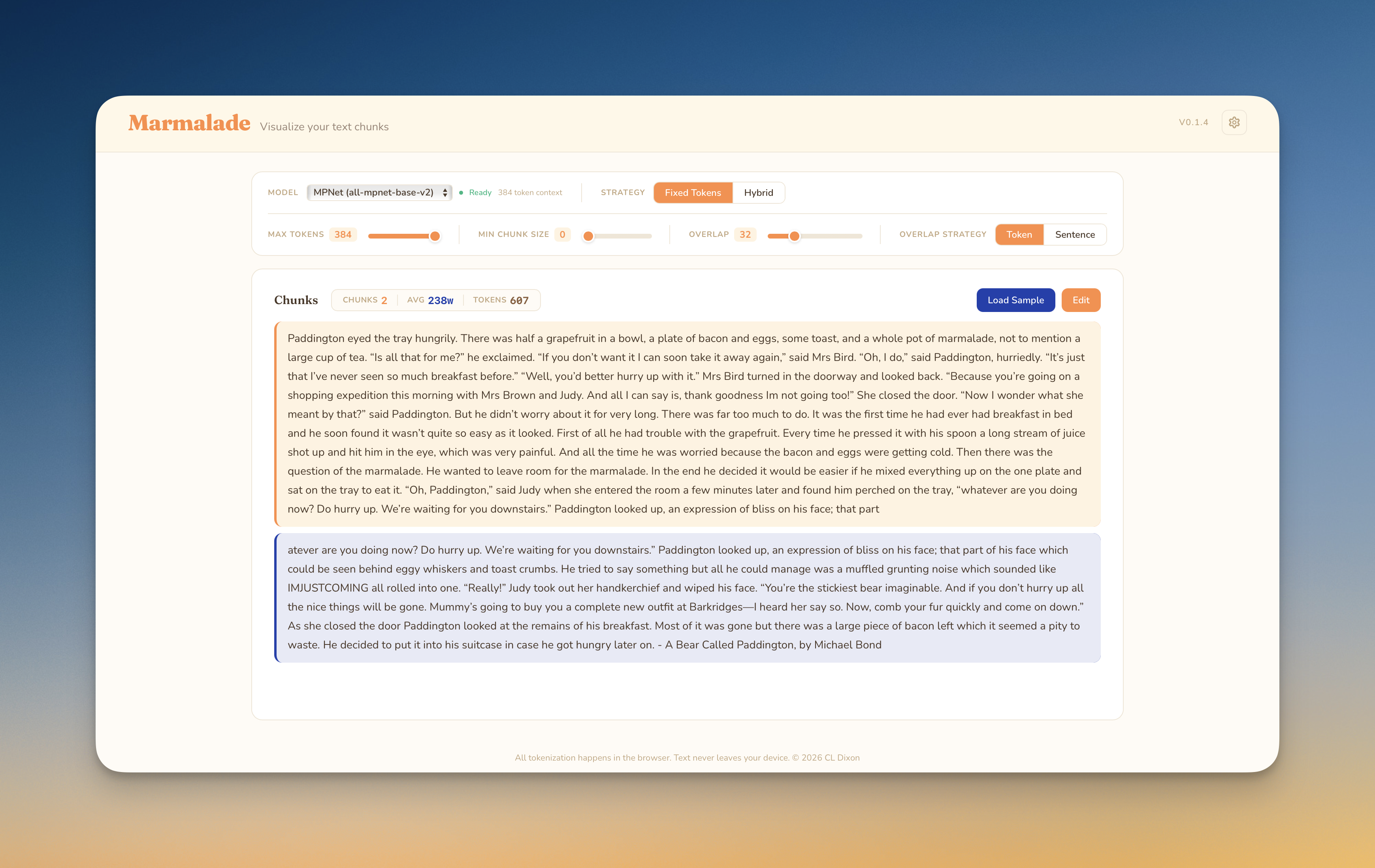 Example screenshot of app